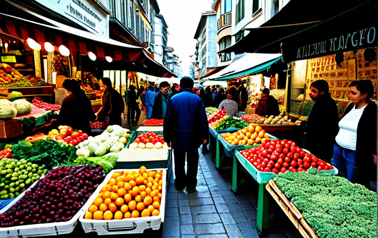 **

"A bustling farmers market in Istanbul, Turkey, filled with vendors selling fresh produce and local crafts. People are interacting and purchasing goods in a friendly atmosphere. Focus on the vibrant colors of fruits, vegetables, and traditional Turkish textiles. fully clothed, appropriate content, safe for work, professional, family-friendly, perfect anatomy, natural proportions, well-formed hands, proper finger count, natural body proportions, modest clothing."

**