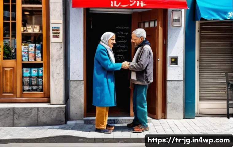 호혜적 교환 시스템에서의 보상 메커니즘 - **Prompt:** A bustling street scene in a modern Turkish city, such as Istanbul or Izmir, depicting v...