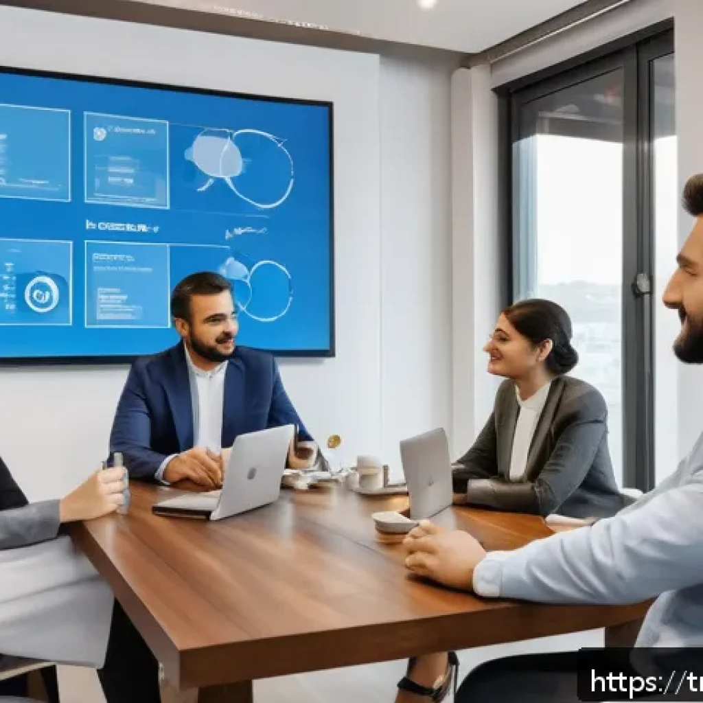 호혜적 교환 시스템의 지속 가능한 운영 원칙 - A professional business meeting scene in a modern Istanbul office, featuring diverse Turkish busines...
