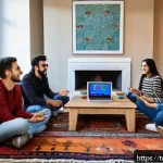 호혜적 교환 시스템의 학습 효과 - A diverse group of Turkish university students engaged in a lively online group discussion using lap...